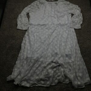 Love x Design Maxi Dress Women's 3X White Polka Dot Button Front‎ V-Neck Long
